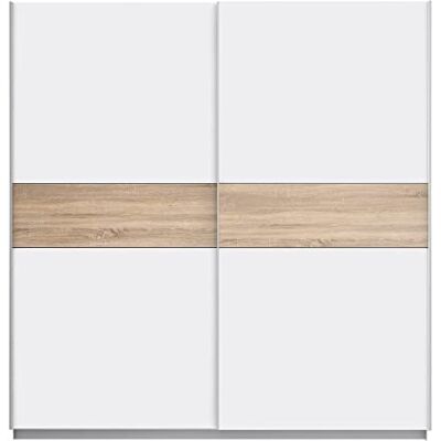 Forte WINNER PLUS Schrank 200, Kleiderschrank Schwebetürenschrank Skandinavisch Schlafzimmer 2-türig Einlegeböden Kleiderstange Weiß / Holzdekor: Sonoma Eiche, 200 cm breit x 210 cm hoch x 61 cm tief Forte WINNER PLUS Schrank 200, Kleiderschrank Schwebetürenschrank Skandinavisch Schlafzimmer 2-türig Einlegeböden Kleiderstange Weiß / Holzdekor: Sonoma Eiche, 200 cm breit x 210 cm hoch x 61 cm tief