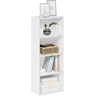 Furinno Luder 4-stufiges Bücherregal mit offenem Regal, Weiß Furinno Luder 4-stufiges Bücherregal mit offenem Regal, Weiß