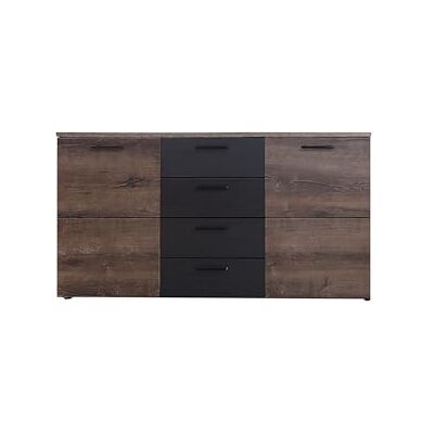 Forte DURANGO Kommode mit 2 Türen und 4 Schubladen, Holzwerkstoff, Schwarzeiche/Edeleiche, B x H x T: 149,5x80,8x41,3 cm Forte DURANGO Kommode mit 2 Türen und 4 Schubladen, Holzwerkstoff, Schwarzeiche/Edeleiche, B x H x T: 149,5x80,8x41,3 cm