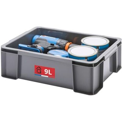 Sundis Master Box, Aufbewahrungsbox 9L, aus recyceltem Kunststoff, robust und verstärkt, stapelbar und kombinierbar, ideal für Werkstatt, Heimwerker oder Transport, Grau Sundis Master Box, Aufbewahrungsbox 9L, aus recyceltem Kunststoff, robust und verstärkt, stapelbar und kombinierbar, ideal für Werkstatt, Heimwerker oder Transport, Grau