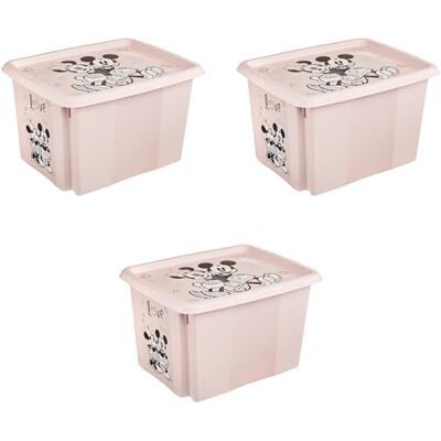 keeeper karolina 3x Minnie Aufbewahrungsbox mit Deckel, Dreh- und stapelbar, Für Kinder, 30 l, Nordic Pink keeeper karolina 3x Minnie Aufbewahrungsbox mit Deckel, Dreh- und stapelbar, Für Kinder, 30 l, Nordic Pink