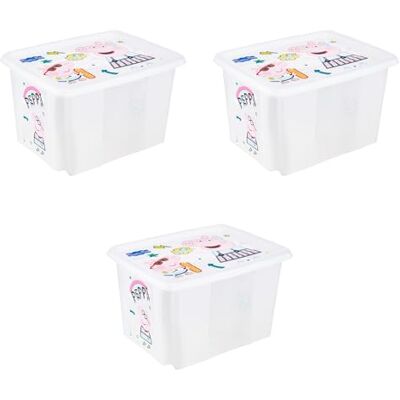 keeeper karolina 3x Peppa Pig Aufbewahrungsbox mit Deckel, Dreh- und stapelbar, Für Kinder, 30 l, Transparent keeeper karolina 3x Peppa Pig Aufbewahrungsbox mit Deckel, Dreh- und stapelbar, Für Kinder, 30 l, Transparent