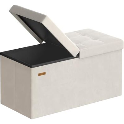 SONGMICS Sitzbank mit Stauraum, Sitztruhe, Aufbewahrungsbox, 38 x 76 x 38 cm, Deckel klappbar, bis 300 kg belastbar, Flur Wohnzimmer Schlafzimmer, Samt, cappuccinobeige LSF048LH01 SONGMICS Sitzbank mit Stauraum, Sitztruhe, Aufbewahrungsbox, 38 x 76 x 38 cm, Deckel klappbar, bis 300 kg belastbar, Flur Wohnzimmer Schlafzimmer, Samt, cappuccinobeige LSF048LH01