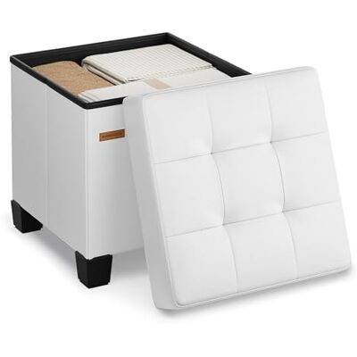 SONGMICS Sitzhocker mit Stauraum, kleine klappbare Sitzbank, 38 x 38 x 40 cm Fußbank, Aufbewahrungsbox, bis 300 kg belastbar, für Wohnzimmer Schlafzimmer Schlafsaal, Wolkenweiß LSF0512W02 SONGMICS Sitzhocker mit Stauraum, kleine klappbare Sitzbank, 38 x 38 x 40 cm Fußbank, Aufbewahrungsbox, bis 300 kg belastbar, für Wohnzimmer Schlafzimmer Schlafsaal, Wolkenweiß LSF0512W02