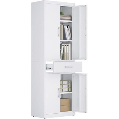 YITAHOME Aktenschrank, Aufbewahrungsschrank mit 3 verstellbaren Regalen, Büro Aktenschrank mit Schublade, Stahl Büro Schrank für Büro Küche Garage, 180H cm x 60W cm x 34D cm, Weiß YITAHOME Aktenschrank, Aufbewahrungsschrank mit 3 verstellbaren Regalen, Büro Aktenschrank mit Schublade, Stahl Büro Schrank für Büro Küche Garage, 180H cm x 60W cm x 34D cm, Weiß