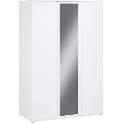 Forte LISSON Kleiderschrank 130, modern-minimalistischer Schrank, 3-türig mit Spiegel, Einlegeböden und Kleiderstange, Holzwerkstoff, Weiß, 129,5 cm breit x 193,7 cm hoch x 60,2 cm tief Forte LISSON Kleiderschrank 130, modern-minimalistischer Schrank, 3-türig mit Spiegel, Einlegeböden und Kleiderstange, Holzwerkstoff, Weiß, 129,5 cm breit x 193,7 cm hoch x 60,2 cm tief