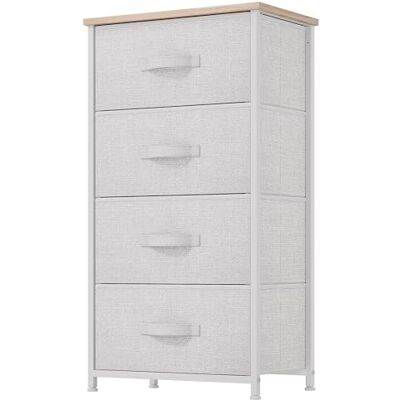 YITAHOME Kommode,Kommode mit 4 Schubladen,Schrank,Stoffschubladen mit Griffen,Metallgestell,Dauerhaft,Hellgrau YITAHOME Kommode,Kommode mit 4 Schubladen,Schrank,Stoffschubladen mit Griffen,Metallgestell,Dauerhaft,Hellgrau