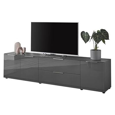 Stella Trading TV-Lowboard Santorin in Anthrazit, TV TV Schrank für TV bis 77 Zoll mit viel Stauraum für Ihr Wohnzimmer 226 x 55 x 40 cm (B/H/T) Stella Trading TV-Lowboard Santorin in Anthrazit, TV TV Schrank für TV bis 77 Zoll mit viel Stauraum für Ihr Wohnzimmer 226 x 55 x 40 cm (B/H/T)