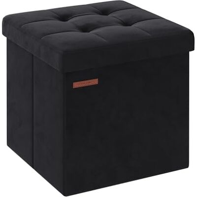 SONGMICS Sitzhocker mit Stauraum, klappbare Sitzbank, 38 x 38 x 38 cm Fußbank, Aufbewahrungsbox, bis 300 kg belastbar, für Wohnzimmer Schlafzimmer Flur, tintenschwarz LSF227B01 SONGMICS Sitzhocker mit Stauraum, klappbare Sitzbank, 38 x 38 x 38 cm Fußbank, Aufbewahrungsbox, bis 300 kg belastbar, für Wohnzimmer Schlafzimmer Flur, tintenschwarz LSF227B01