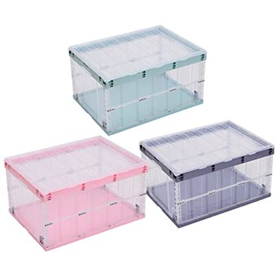 TUKA-i-AKUT 6x Faltbare Aufbewahrungsboxen mit Deckel, Stapelbar Faltbar, Stabile Stapelkisten mit Handgriff, Stapelbehälter Organizer Faltboxen Stapelboxen Durchsichtig, 6x 55L in 3 Farben TKD8640 TUKA-i-AKUT 6x Faltbare Aufbewahrungsboxen mit Deckel, Stapelbar Faltbar, Stabile Stapelkisten mit Handgriff, Stapelbehälter Organizer Faltboxen Stapelboxen Durchsichtig, 6x 55L in 3 Farben TKD8640