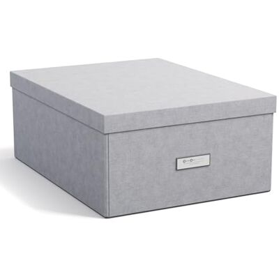 BIGSO BOX OF SWEDEN BIGSO KATRIN große Aufbewahrungsbox mit Deckel – stabiler Organizer aus Faserplatte und Papier in Leinenoptik – praktische Faltbox mit Etikettenrahmen – hellgrau BIGSO BOX OF SWEDEN BIGSO KATRIN große Aufbewahrungsbox mit Deckel – stabiler Organizer aus Faserplatte und Papier in Leinenoptik – praktische Faltbox mit Etikettenrahmen – hellgrau