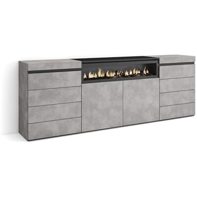 Skraut Home Kommode mit Schubladen Aufbewahrungsschrank 214x75x35 cm Für Schlafzimmer, Zimmer Elektrokamin. Moderner Stil Zement Skraut Home Kommode mit Schubladen Aufbewahrungsschrank 214x75x35 cm Für Schlafzimmer, Zimmer Elektrokamin. Moderner Stil Zement