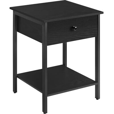 VASAGLE Nachttisch, Nachtkommode, Beistelltisch mit Schublade und Ablage, 40 x 40 x 55 cm, Schlafzimmer, Wohnzimmer, Stahlrahmen, einfacher Aufbau, ebenholzschwarz LET055B56 VASAGLE Nachttisch, Nachtkommode, Beistelltisch mit Schublade und Ablage, 40 x 40 x 55 cm, Schlafzimmer, Wohnzimmer, Stahlrahmen, einfacher Aufbau, ebenholzschwarz LET055B56