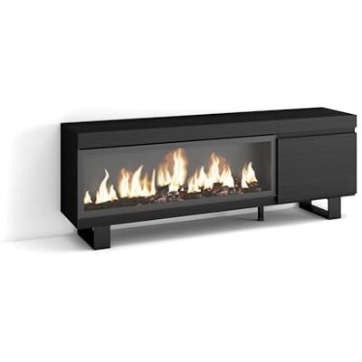 Skraut Home TV-Schrank, Lowboard für Wohnzimmer und Esszimmer 160 Für TV-Geräte bis zu 65" Elektrokamin XXL Industriedesign Moderner Stil Schwarz Skraut Home TV-Schrank, Lowboard für Wohnzimmer und Esszimmer 160 Für TV-Geräte bis zu 65" Elektrokamin XXL Industriedesign Moderner Stil Schwarz