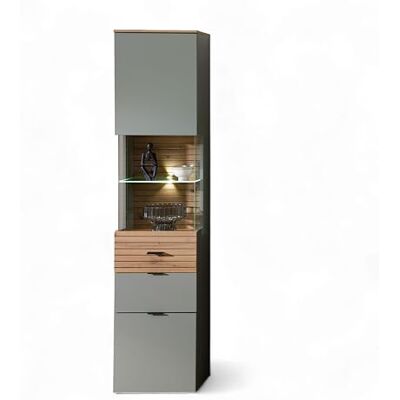 Stella Trading INA Vitrine in Schilfgrün, Artisan Eiche Optik FSC-Zertifiziert Moderner Vitrinenschrank mit LED-Beleuchtung und viel Stauraum 45 x 200 x 36 cm (B/H/T) Stella Trading INA Vitrine in Schilfgrün, Artisan Eiche Optik FSC-Zertifiziert Moderner Vitrinenschrank mit LED-Beleuchtung und viel Stauraum 45 x 200 x 36 cm (B/H/T)