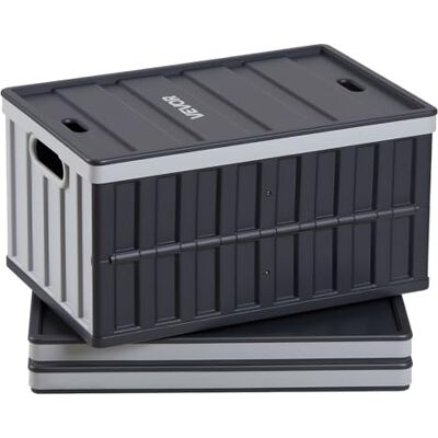 VEVOR Klappboxen 65 L 3er-Pack, Faltbare Aufbewahrungsboxen aus Kunststoff, Stapelbare Klappkörbe mit Deckel, Tragkraft 38 kg pro Box, Klappkisten, Ideal für Haushaltsorganisation, Grau & Schwarz VEVOR Klappboxen 65 L 3er-Pack, Faltbare Aufbewahrungsboxen aus Kunststoff, Stapelbare Klappkörbe mit Deckel, Tragkraft 38 kg pro Box, Klappkisten, Ideal für Haushaltsorganisation, Grau & Schwarz