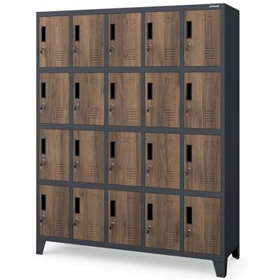 Jan Nowak Umkleideschrank 5B4A Fächerschrank Schließfachschrank mit 20 Fächern Wertfachschrank Metall Pulverbeschichtung 172 cm x 136 cm x 45 cm (H x B x T) (Anthrazit-Holzoptik) Jan Nowak Umkleideschrank 5B4A Fächerschrank Schließfachschrank mit 20 Fächern Wertfachschrank Metall Pulverbeschichtung 172 cm x 136 cm x 45 cm (H x B x T) (Anthrazit-Holzoptik)