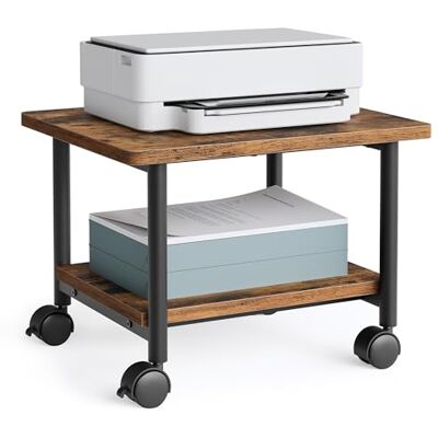 VASAGLE Druckertisch mit Rollen, Druckerständer unter dem Schreibtisch, Aufbewahrungsregal mit 2 Ebenen, belastbar, industriell, für Büro Arbeitszimmer, vintagebraun-schwarz OPS002B01V1 VASAGLE Druckertisch mit Rollen, Druckerständer unter dem Schreibtisch, Aufbewahrungsregal mit 2 Ebenen, belastbar, industriell, für Büro Arbeitszimmer, vintagebraun-schwarz OPS002B01V1