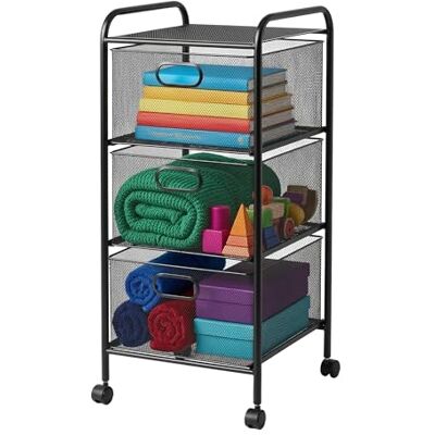 Relaxdays Rollwagen, 3 Schubladen, Metall, HxBxT: 63 x 33 x 31,5 cm, 4 Rollen, Küche, Bad, Beistellwagen, schwarz Relaxdays Rollwagen, 3 Schubladen, Metall, HxBxT: 63 x 33 x 31,5 cm, 4 Rollen, Küche, Bad, Beistellwagen, schwarz