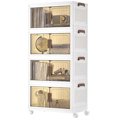 SONGMICS Aufbewahrungsboxen, 4 Ebenen, Organizer mit 1 Deckel, Stapelboxen auf Rollen, Plastikboxen, magnetische Tür, Ordnungsboxen, weiß, 45 L pro Ebene, 180 L insgesamt RLB450WZ01 SONGMICS Aufbewahrungsboxen, 4 Ebenen, Organizer mit 1 Deckel, Stapelboxen auf Rollen, Plastikboxen, magnetische Tür, Ordnungsboxen, weiß, 45 L pro Ebene, 180 L insgesamt RLB450WZ01