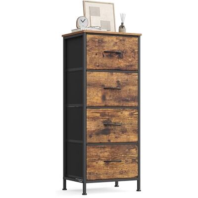 SONGMICS BELLAH Kollektion Kommode, Schrank, Aufbewahrungsschrank, für Schlafzimmer, Flur, Wohnzimmer, Stahl, 4 Schubladen, Industrie-Stil, vintagebraun-tintenschwarz LGS314BH04 SONGMICS BELLAH Kollektion Kommode, Schrank, Aufbewahrungsschrank, für Schlafzimmer, Flur, Wohnzimmer, Stahl, 4 Schubladen, Industrie-Stil, vintagebraun-tintenschwarz LGS314BH04