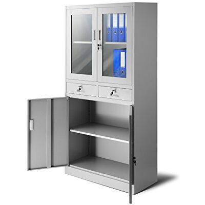 Jan Nowak Aktenschrank C017 mit 2 Schubladen Medizinschrank Büroschrank 2 Abeteile Pulverbeschichtung Stahlblech 185 cm x 90 cm x 40 cm (Grau) Jan Nowak Aktenschrank C017 mit 2 Schubladen Medizinschrank Büroschrank 2 Abeteile Pulverbeschichtung Stahlblech 185 cm x 90 cm x 40 cm (Grau)