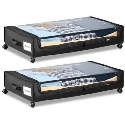 VEVOR Unterbettkommode Unterbettaufbewahrungstasche aus Oxford-Gewebe 2 Stk. rollbar (770 x 470 x 173 mm) Unterbettbehälter mit transparentem Deckel, mobile Aufbewahrungsbox für Kleidung Schuhe VEVOR Unterbettkommode Unterbettaufbewahrungstasche aus Oxford-Gewebe 2 Stk. rollbar (770 x 470 x 173 mm) Unterbettbehälter mit transparentem Deckel, mobile Aufbewahrungsbox für Kleidung Schuhe