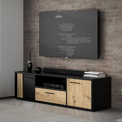 FORTE - Cardigan - Schwarz - Artisan Eiche - TV-Schrank FORTE - Cardigan - Schwarz - Artisan Eiche - TV-Schrank