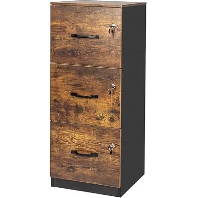 Relaxdays Aktenschrank Hängeregister, 3 abschließbare Schubladen, HBT: 103x40x40 cm, Hängeregisterschrank, schwarz/braun Relaxdays Aktenschrank Hängeregister, 3 abschließbare Schubladen, HBT: 103x40x40 cm, Hängeregisterschrank, schwarz/braun