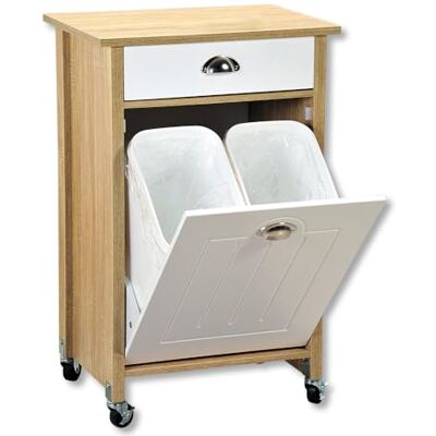 Kesper Küchenwagen mit Mülltrennsystem, Material: Faserplatte, Maße: B 50 x H 78,5 x T 37 cm, Farbe: Braun, Weiß 25508 13 Kesper Küchenwagen mit Mülltrennsystem, Material: Faserplatte, Maße: B 50 x H 78,5 x T 37 cm, Farbe: Braun, Weiß 25508 13