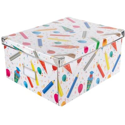 Idena 20225 Aufbewahrungsbox mit Deckel, Motiv Schule, ca. 35 x 28 x 17 cm, Aufbewahrungskorb aus festem Karton mit verstärkten Kanten aus Metall, inkl. Beschriftungsfeld Idena 20225 Aufbewahrungsbox mit Deckel, Motiv Schule, ca. 35 x 28 x 17 cm, Aufbewahrungskorb aus festem Karton mit verstärkten Kanten aus Metall, inkl. Beschriftungsfeld
