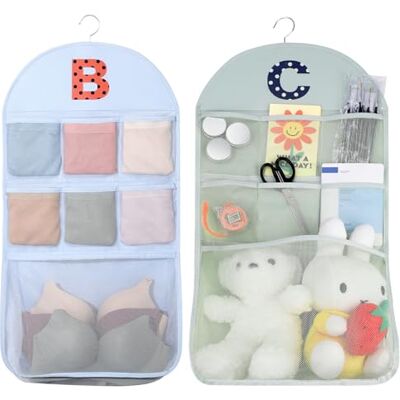 Cozary Hängeorganizer Kuscheltier Aufbewahrung, 2er Set Kinderzimmer Deko, Große Netzbeutel zum Über-Tür-Hängen Organizer, Spielzeug Aufbewahrung für Kinderzimmer Blau-Pink Pastellfarben Cozary Hängeorganizer Kuscheltier Aufbewahrung, 2er Set Kinderzimmer Deko, Große Netzbeutel zum Über-Tür-Hängen Organizer, Spielzeug Aufbewahrung für Kinderzimmer Blau-Pink Pastellfarben