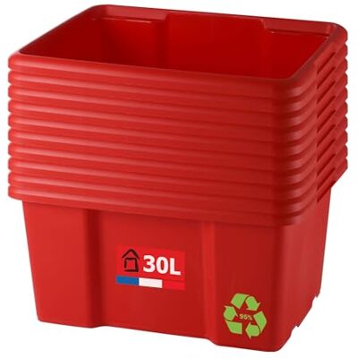 Sundis 10er-set Aufbewahrungsboxen 30L, aus recyceltem Kunststoff rot, L.46,5xl.36,5x H23cm, stapelbar, vielseitig einsetzbar, ideal für die Werkstatt, zum Heimwerken oder für den Transport Sundis 10er-set Aufbewahrungsboxen 30L, aus recyceltem Kunststoff rot, L.46,5xl.36,5x H23cm, stapelbar, vielseitig einsetzbar, ideal für die Werkstatt, zum Heimwerken oder für den Transport
