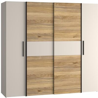 Forte KALIXTUS Kleiderschrank 200, moderner Dreh-/Schwebetürenschrank, 4-türig, geräumig, Holzwerkstoff, Eiche Holzdekor/Kaschmir Beige, 200,1 cm breit x 190,5 cm hoch x 61,2 cm tief Forte KALIXTUS Kleiderschrank 200, moderner Dreh-/Schwebetürenschrank, 4-türig, geräumig, Holzwerkstoff, Eiche Holzdekor/Kaschmir Beige, 200,1 cm breit x 190,5 cm hoch x 61,2 cm tief