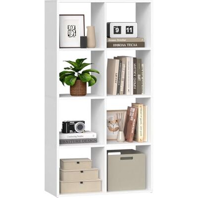 VASAGLE Custos Kollektion Bücherregal, Würfelregal, Standregal, offene Fächer, Wohnzimmer, Homeoffice, Schlafzimmer, Regal mit 4 Ebenen, 30 x 98 x 130,2 cm, wolkenweiß LBC408WB01 VASAGLE Custos Kollektion Bücherregal, Würfelregal, Standregal, offene Fächer, Wohnzimmer, Homeoffice, Schlafzimmer, Regal mit 4 Ebenen, 30 x 98 x 130,2 cm, wolkenweiß LBC408WB01