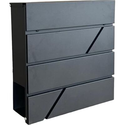 Relaxdays Briefkasten mit Zeitungsfach, HxBxT: 37 x 37 x 11 cm, DIN C4, wetterfest, 4 Schlüssel, Postkasten, schwarz Relaxdays Briefkasten mit Zeitungsfach, HxBxT: 37 x 37 x 11 cm, DIN C4, wetterfest, 4 Schlüssel, Postkasten, schwarz