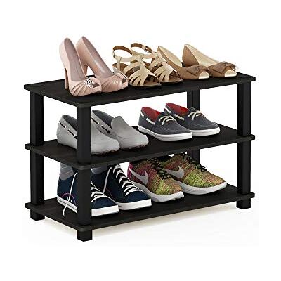 Furinno 3-stöckiges Schuhregal - Holz, Espresso/Schwarz, Büro, Dorm Furinno 3-stöckiges Schuhregal - Holz, Espresso/Schwarz, Büro, Dorm