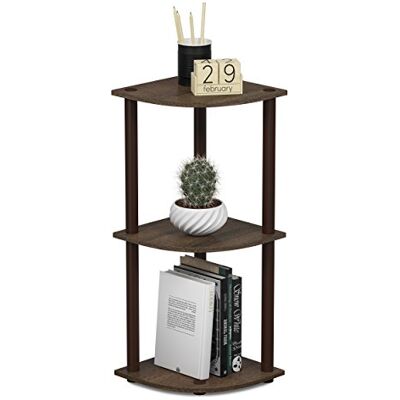 Furinno kompaktes Eck-Mehrzweck-Regal mit 3 Ebenen, holz, Walnuss/Braun, 29.46 x 29.46 x 75.18 cm Furinno kompaktes Eck-Mehrzweck-Regal mit 3 Ebenen, holz, Walnuss/Braun, 29.46 x 29.46 x 75.18 cm