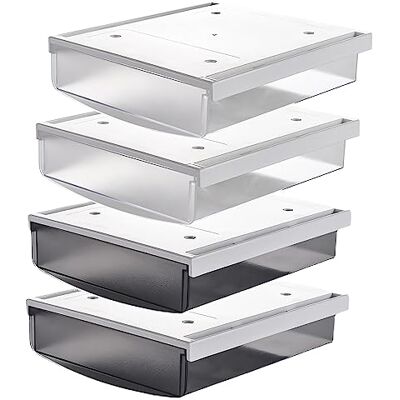 TUKA-i-AKUT TUKA 4X 3,5L Unterschreibtisch-Schubladen 24x21x8cm, Selbstklebende Schubladen, Versteckte Unterbauschublade unter Schreibtisch, Utensilien Stiftebox 4er Set in Matte Schwarz + Transparent TKD8606 TUKA-i-AKUT TUKA 4X 3,5L Unterschreibtisch-Schubladen 24x21x8cm, Selbstklebende Schubladen, Versteckte Unterbauschublade unter Schreibtisch, Utensilien Stiftebox 4er Set in Matte Schwarz + Transparent TKD8606