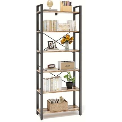 IRONCK 2M Bücherregal, Standregal mit 6 Ebenen, Regal Holz mit Metallrahmen, Büroregal Industriel, offene Ablagen, Bookshelf für Büro, Wohnzimmer, Schlafzimmer, Küche (Kamelbraun Schwarz) IRONCK 2M Bücherregal, Standregal mit 6 Ebenen, Regal Holz mit Metallrahmen, Büroregal Industriel, offene Ablagen, Bookshelf für Büro, Wohnzimmer, Schlafzimmer, Küche (Kamelbraun Schwarz)