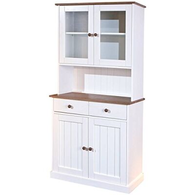 Inter Link – Vitrinenschrank – Buffet-Schrank – Esszimmerschrank – Geschirrschrank Laudhausstil – Massivholz FSC – 4 Türen – 2 Schubladen – Westerland 5.2, Weiss / Sepia Inter Link – Vitrinenschrank – Buffet-Schrank – Esszimmerschrank – Geschirrschrank Laudhausstil – Massivholz FSC – 4 Türen – 2 Schubladen – Westerland 5.2, Weiss / Sepia