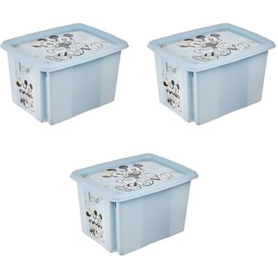 keeeper karolina 3x Mickey Aufbewahrungsbox mit Deckel, Dreh- und stapelbar, Für Kinder, 30 l, Cloudy Blue keeeper karolina 3x Mickey Aufbewahrungsbox mit Deckel, Dreh- und stapelbar, Für Kinder, 30 l, Cloudy Blue