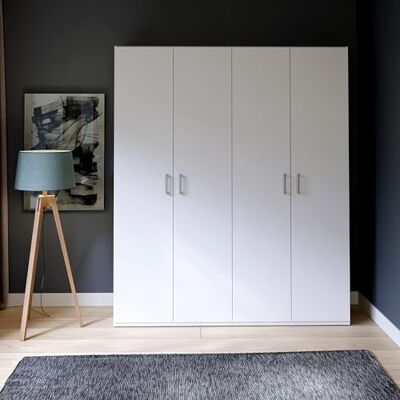 Forte Kleiderschrank - 4-Türig, Weiß, 177.5cm Breit - Kleiderschrank Forte Kleiderschrank - 4-Türig, Weiß, 177.5cm Breit - Kleiderschrank