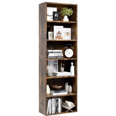 oneinmil Bücherregal, Bücherschrank mit 6 Ebenen, Standregal, Bücherregal Hoch, Modernes offenes Regal aus Holz, für Wohnzimmer, Schlafzimmer, Büro, Arbeitszimmer, 55,5 x 23,5 x 181 cm, Braun oneinmil Bücherregal, Bücherschrank mit 6 Ebenen, Standregal, Bücherregal Hoch, Modernes offenes Regal aus Holz, für Wohnzimmer, Schlafzimmer, Büro, Arbeitszimmer, 55,5 x 23,5 x 181 cm, Braun