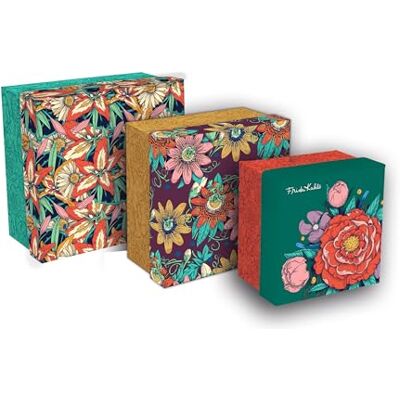 Clairefontaine 116233C Set mit 3 Dosen Aufbewahrungsboxen Frida Kahlo, 25x25x12 cm, 20x20x11cm, 16x16x10 cm, quadratisch, 1 Set Clairefontaine 116233C Set mit 3 Dosen Aufbewahrungsboxen Frida Kahlo, 25x25x12 cm, 20x20x11cm, 16x16x10 cm, quadratisch, 1 Set