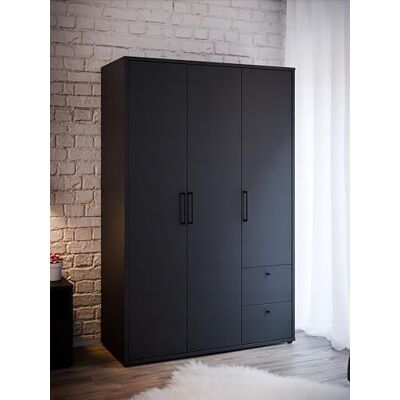 Forte Pittsfield Jugendzimmer Kleiderschrank 120 130 Schwarz – Schubladen, Metallgriffe, Perfekt für Gaming Zimmer & Kinderzimmer, Gamer Raum Deko 124,2 cm breit x 190,4 cm hoch x 54 cm tief Forte Pittsfield Jugendzimmer Kleiderschrank 120 130 Schwarz – Schubladen, Metallgriffe, Perfekt für Gaming Zimmer & Kinderzimmer, Gamer Raum Deko 124,2 cm breit x 190,4 cm hoch x 54 cm tief