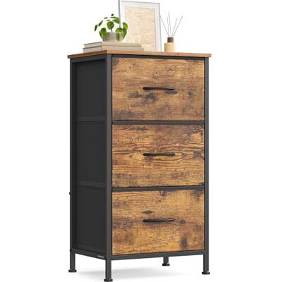 SONGMICS BELLAH Kollektion Kommode, Schrank, Aufbewahrungsschrank, für Schlafzimmer, Flur, Wohnzimmer, Stahl, 3 Schubladen, Industrie-Stil, vintagebraun-tintenschwarz LGS313BH03 SONGMICS BELLAH Kollektion Kommode, Schrank, Aufbewahrungsschrank, für Schlafzimmer, Flur, Wohnzimmer, Stahl, 3 Schubladen, Industrie-Stil, vintagebraun-tintenschwarz LGS313BH03