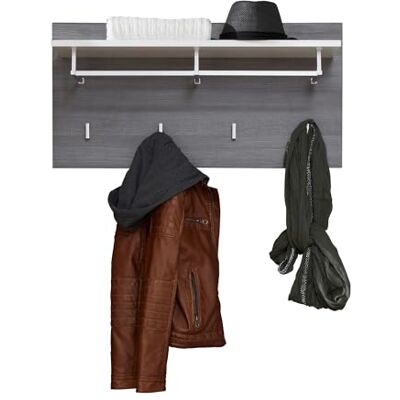 trendteam smart living Line Garderobenpaneel Weiß Hochglanz/Grau Kleiderpaneel mit 1 Kleiderboden, 1 Kleiderstange, 4 Kleiderhaken (BxHxT) 80 x 40 x 28 cm chromglänzende Haken trendteam smart living Line Garderobenpaneel Weiß Hochglanz/Grau Kleiderpaneel mit 1 Kleiderboden, 1 Kleiderstange, 4 Kleiderhaken (BxHxT) 80 x 40 x 28 cm chromglänzende Haken