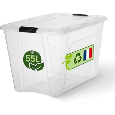 Iris Ohyama Aufbewahrungsboxen mit Deckel, 55L, Transparent, Sicherer Verschluss, Stapelbar, Griffe, Schlafzimmer, Schrank, Büro, Organisation, BPA-freies Plastik, Ordnungsboxen, BSB-55 Iris Ohyama Aufbewahrungsboxen mit Deckel, 55L, Transparent, Sicherer Verschluss, Stapelbar, Griffe, Schlafzimmer, Schrank, Büro, Organisation, BPA-freies Plastik, Ordnungsboxen, BSB-55