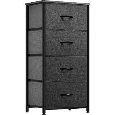 YITAHOME Kommode,Kommode mit 4 Schubladen,Schrank,Stoffschubladen mit Griffen,Metallgestell,Dauerhaft,Schwarz Grau YITAHOME Kommode,Kommode mit 4 Schubladen,Schrank,Stoffschubladen mit Griffen,Metallgestell,Dauerhaft,Schwarz Grau